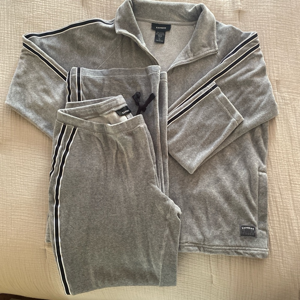 Gray sport set stretch suede